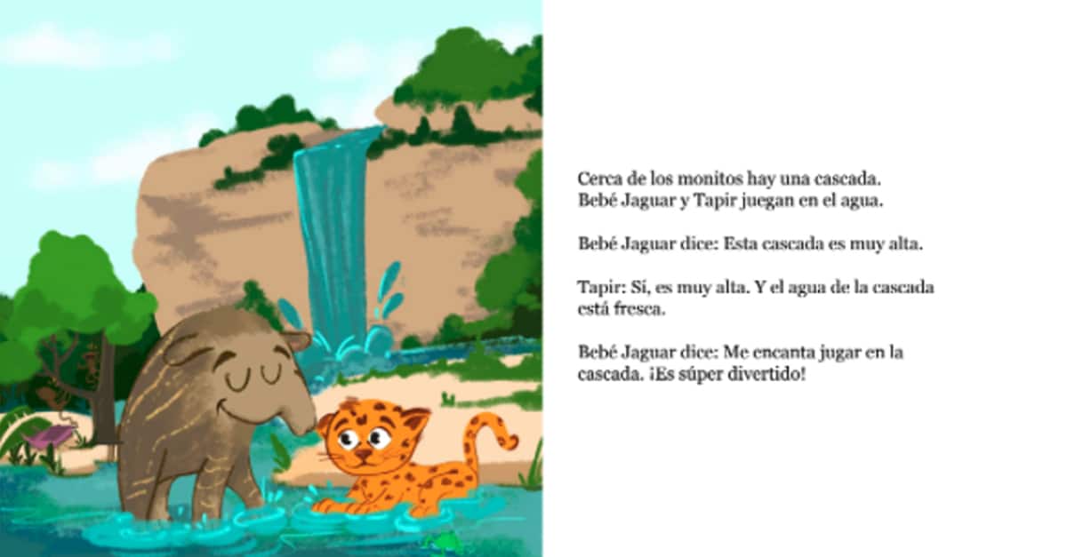 A page from TruFluency Kids’ book titled “¡Es mío!” (It’s mine!”) created to help your child learn Spanish